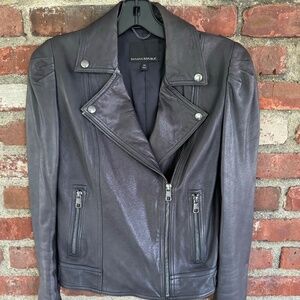 Banana Republic - Women's Puff Sleeve Leather Jacket - Navy - XS - NWOT